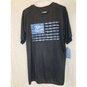 Mossy‎ Oak Fishing T-Shirt Men's L Black American Flag Graphic Short Sleeve